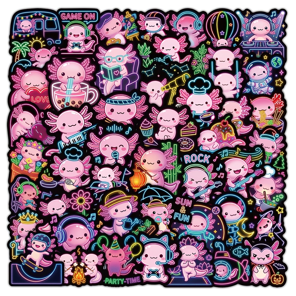 50pcs Cool Neon  Axolotl Stick - Laptop Accessories Cool ulasan dan harga