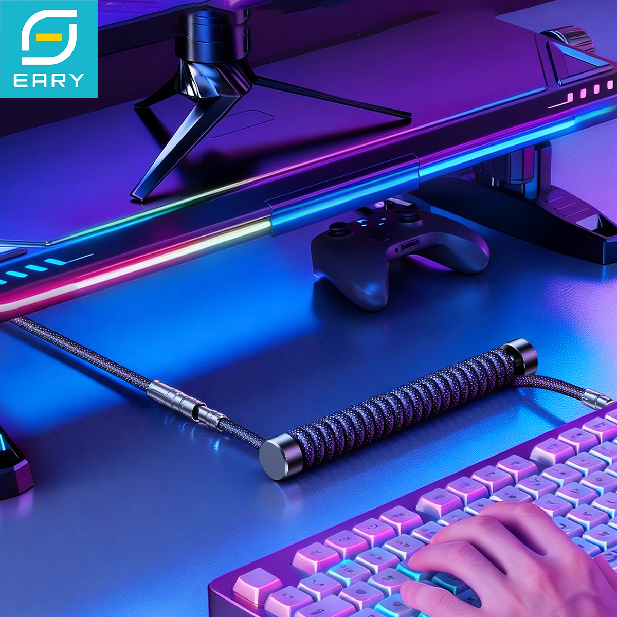 Eary 1.2m Coiled Keyboard Cabl - Laptop Accessories Cool ulasan dan harga