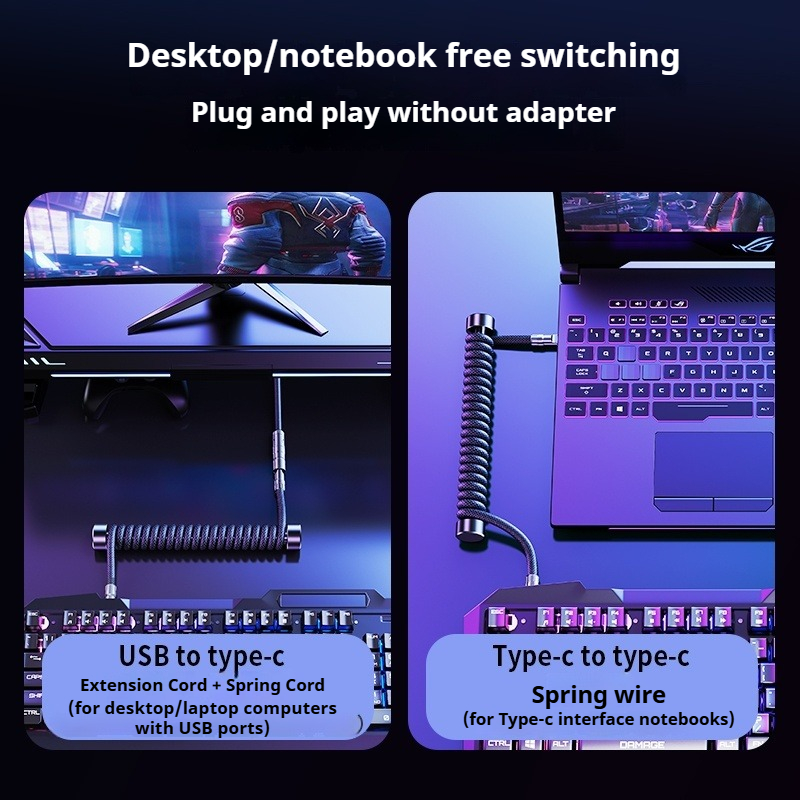 Eary 1.2m Coiled Keyboard Cabl - Laptop Accessories Cool ulasan dan harga
